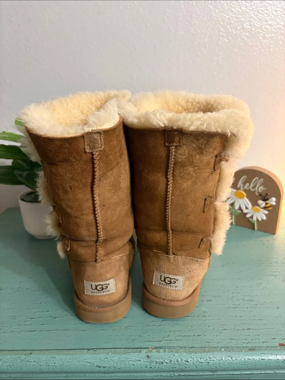 UGG Chestnut Suede Button Shearling Boots - Women